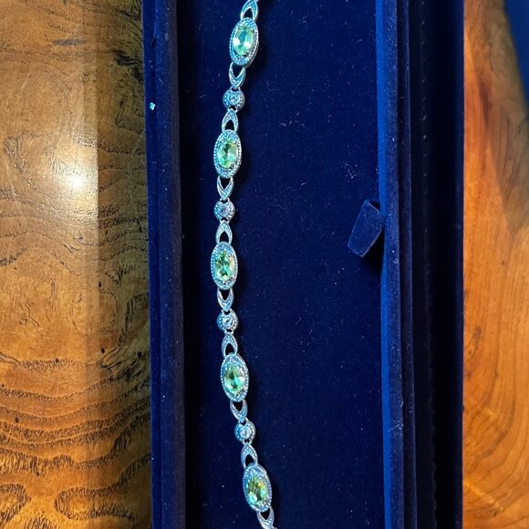 Stauer Real Peridot Tennis Bracelet – Silver Finish – Vintage Style - Picture 2 of 3